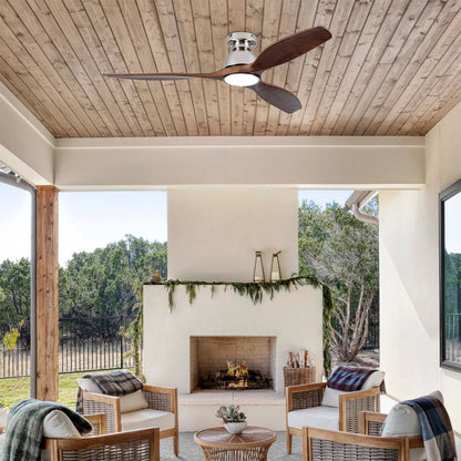 52" Walnut Solid Wood Flush Mount Ceiling Fan - view 6