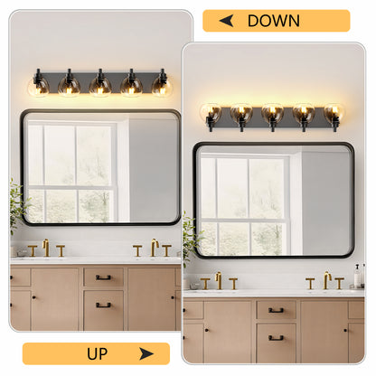 5-Light Black Vanity Light with Globe Glass Shades - view 6