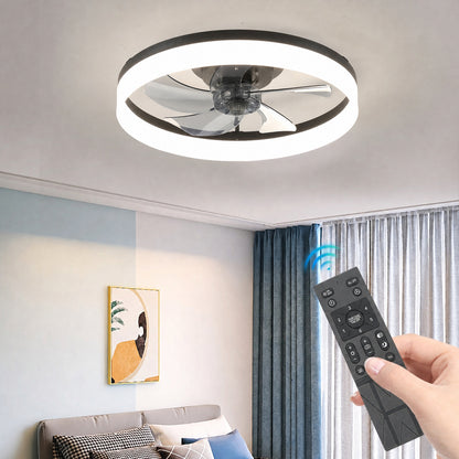 20" Black Low Profile Ceiling Fan with Dimmable LED - view 6