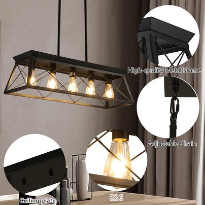 32" 5-Light Black Caged Industrial Chandelier - view 6