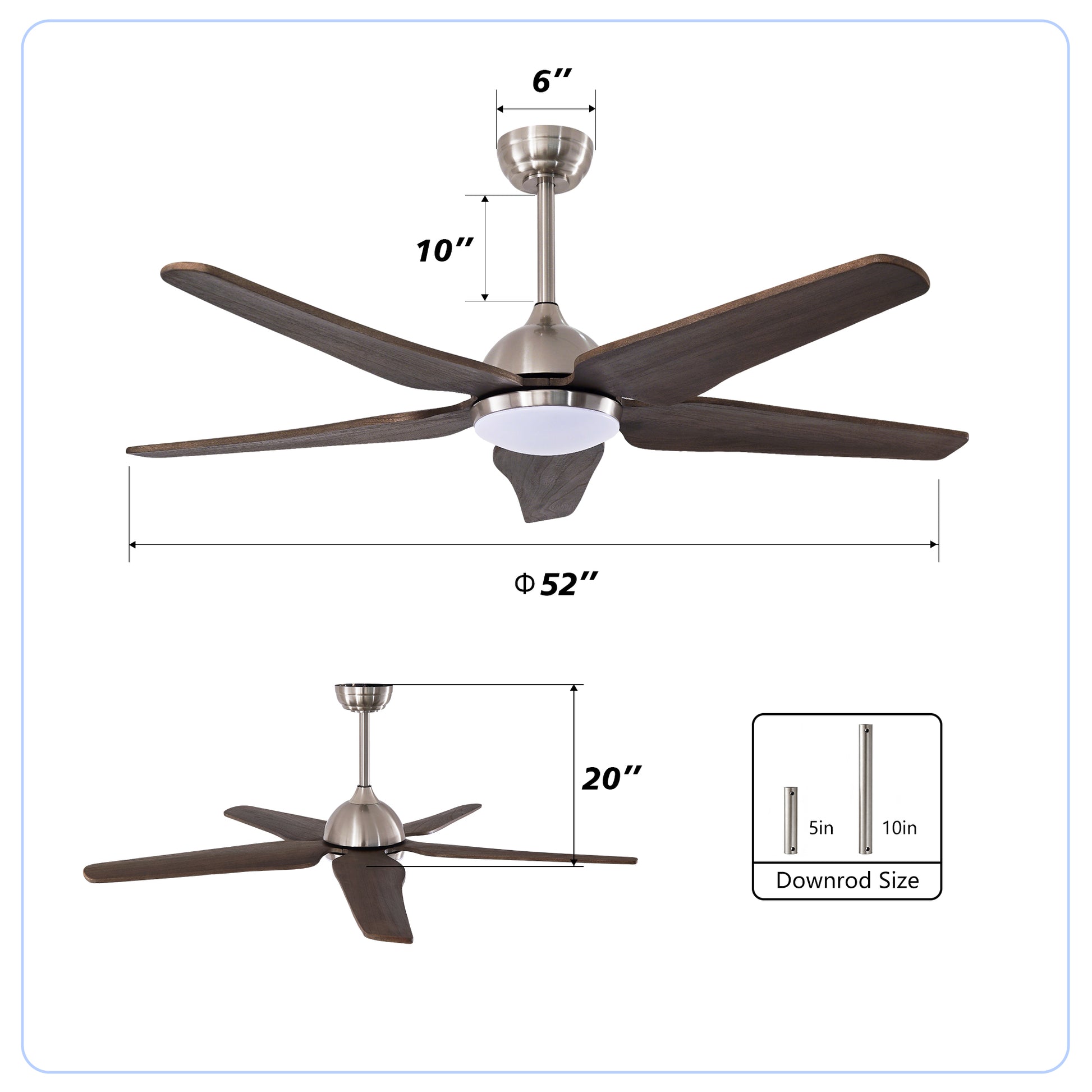 52" Nickel Reversible Ceiling Fan with Light - view 7