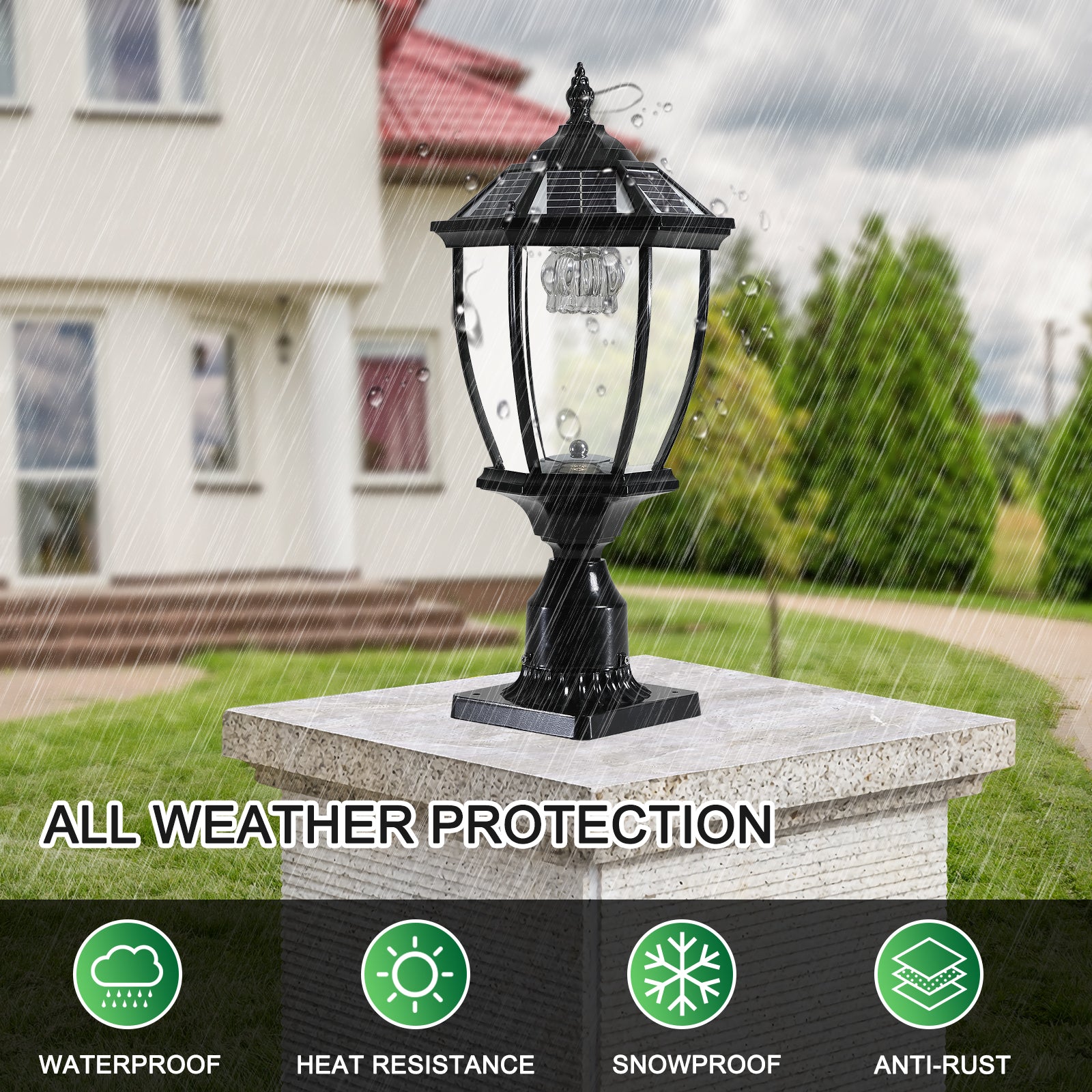 20"H Black Solar LED Outdoor Lantern, Set of 2 - view 5
