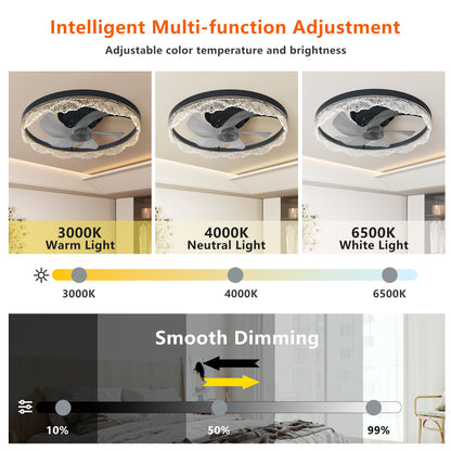 20" Black Acrylic Ring Ceiling Fan with Dimmable LED - view 4