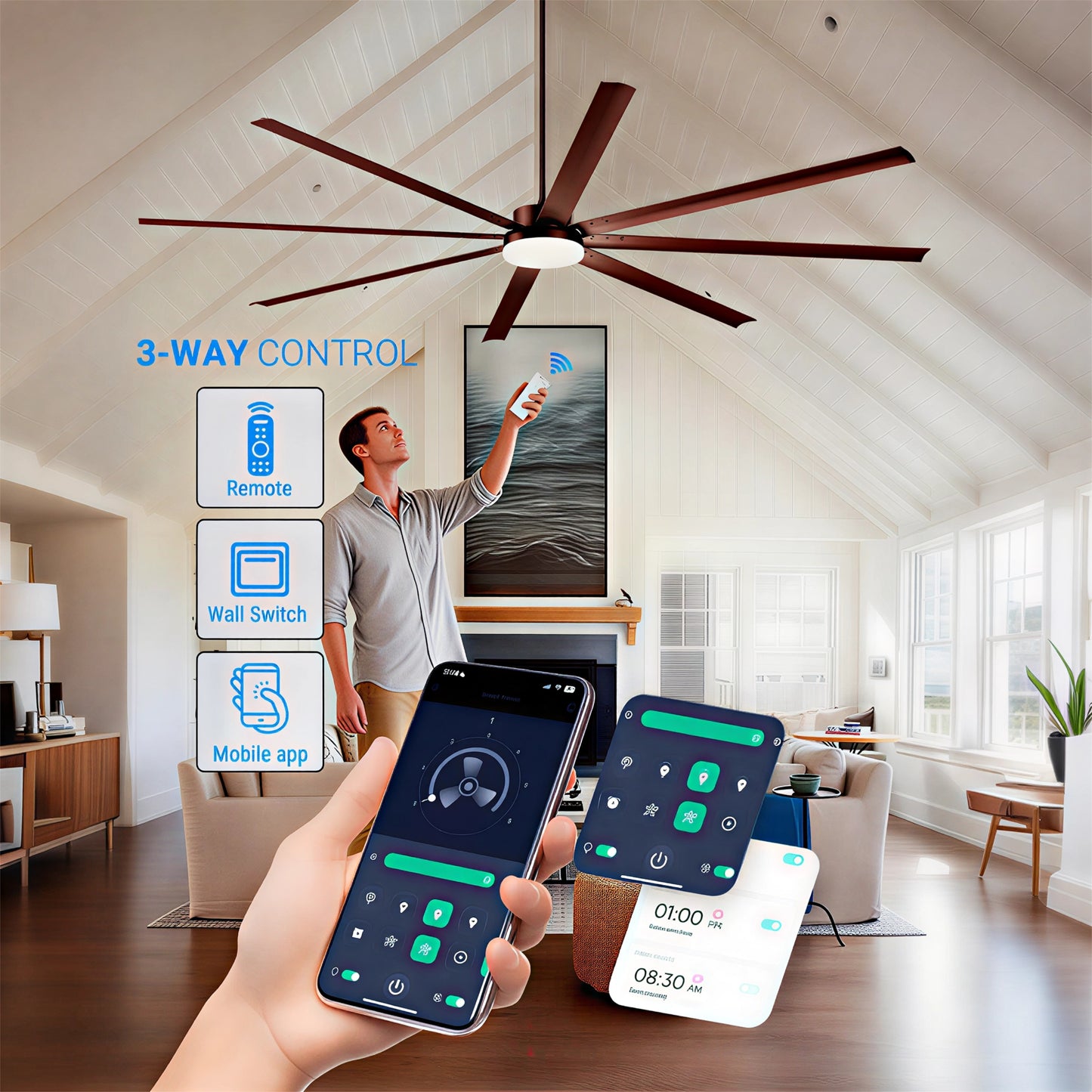 96" Coffee Industrial Ceiling Fan with Remote - view 8