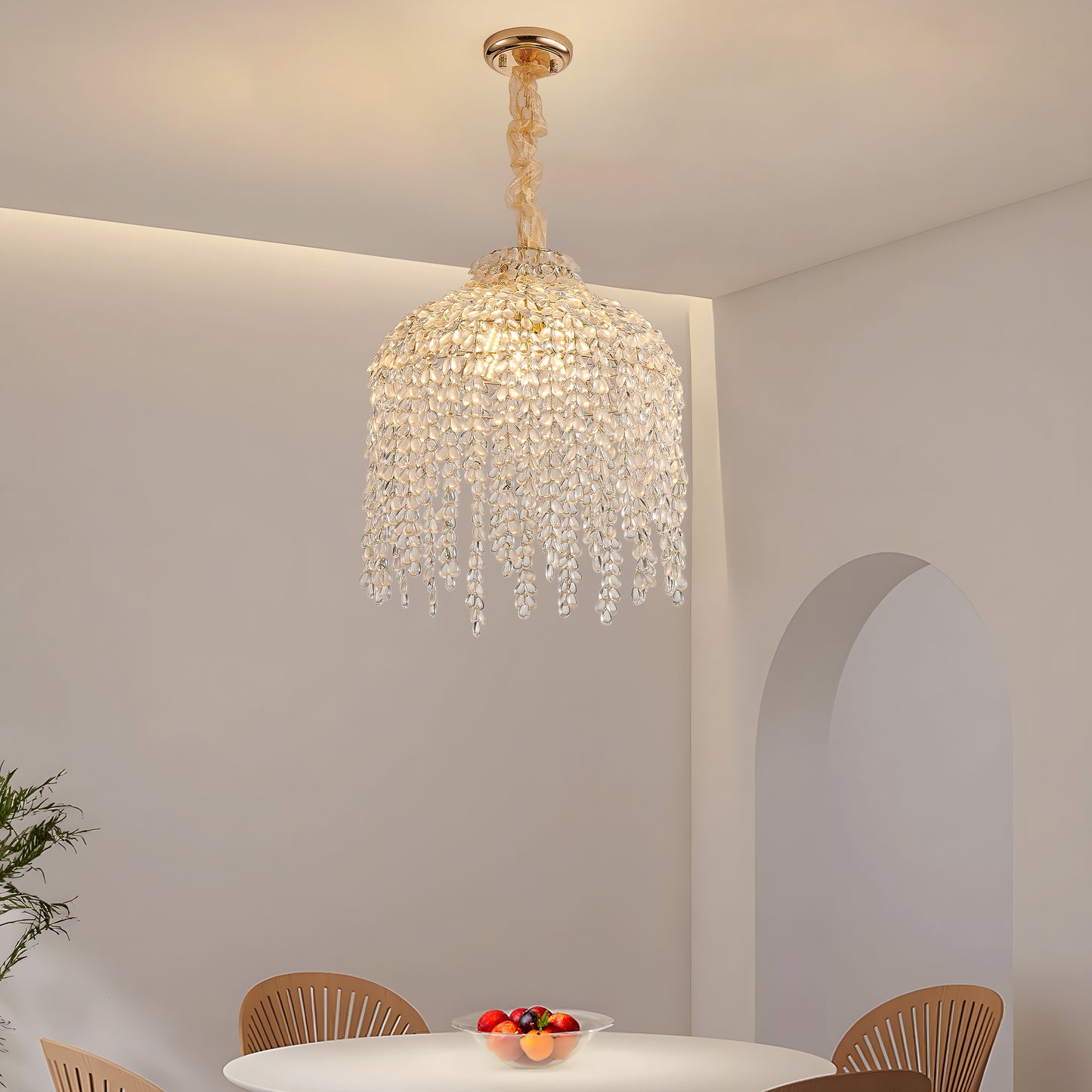 16" 5-Light Gold Waterfall Crystal Chandelier - view 4