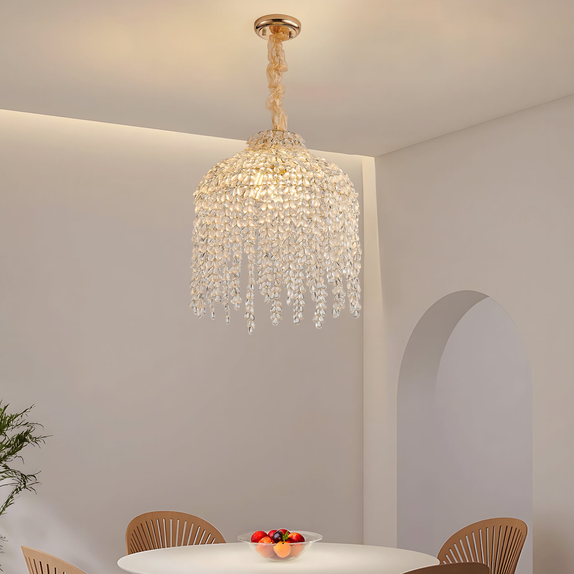 16" 5-Light Gold Waterfall Crystal Chandelier - view 4