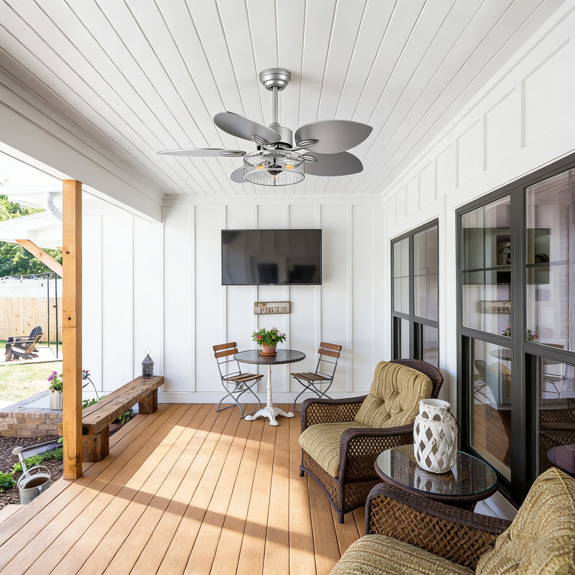 42" Silver Reversible Ceiling Fan with Remote - view 3