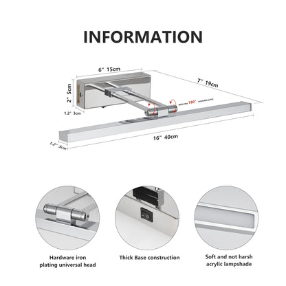 16" Chrome Wireless Picture Light with Remote - view 9
