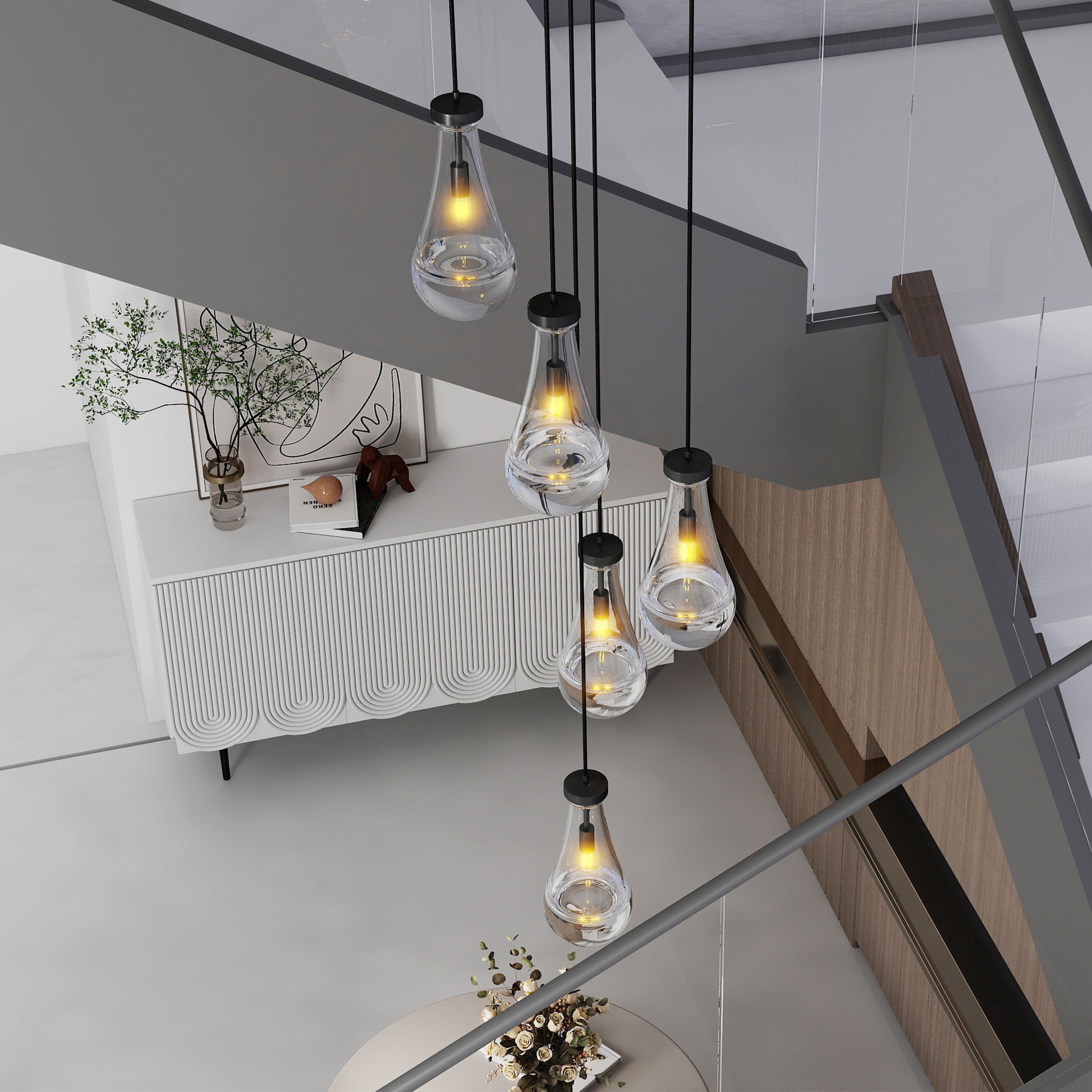 5-Light Black Cluster Pendant Chandelier - view 2