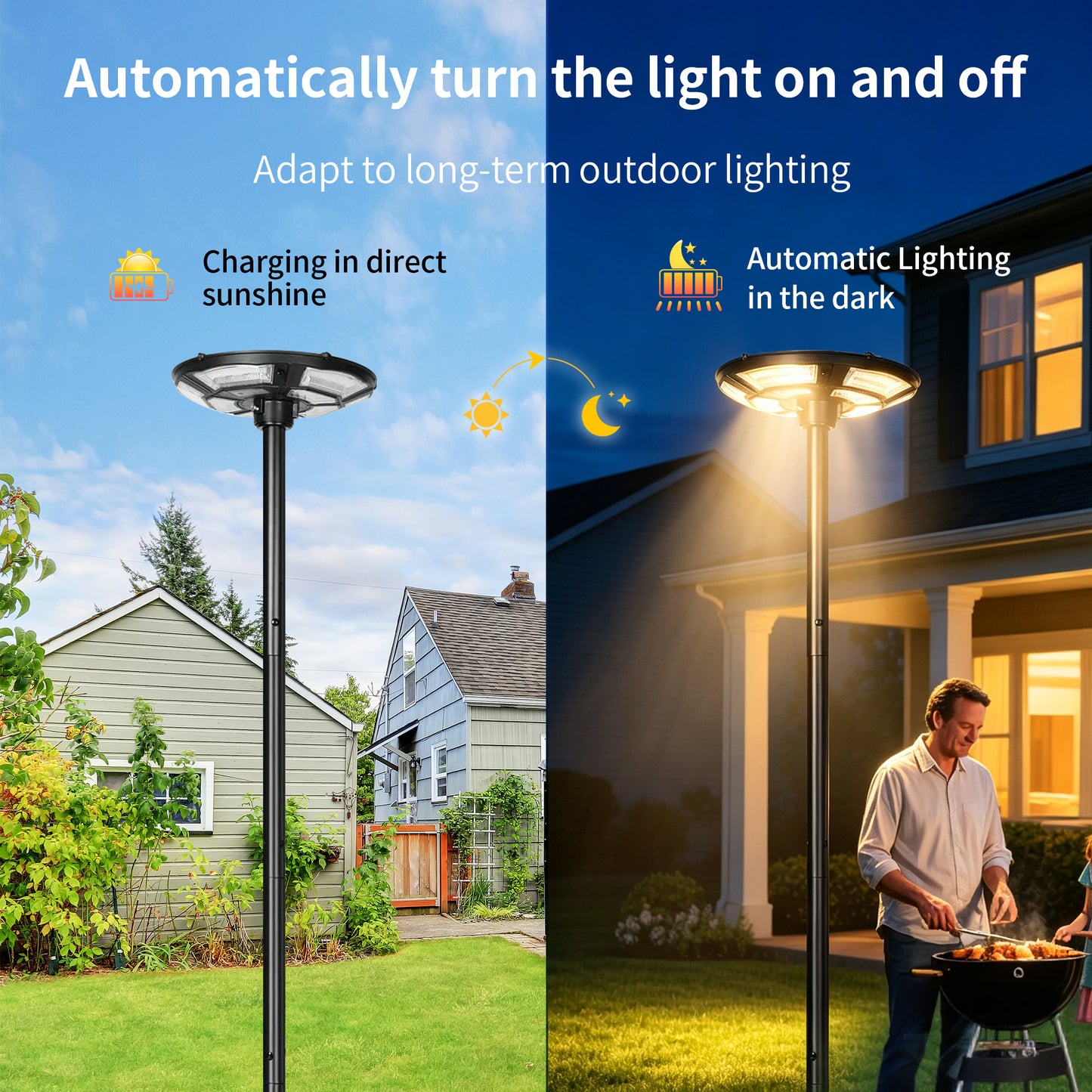 Black Solar UFO LED Street Light with Pole - view 11