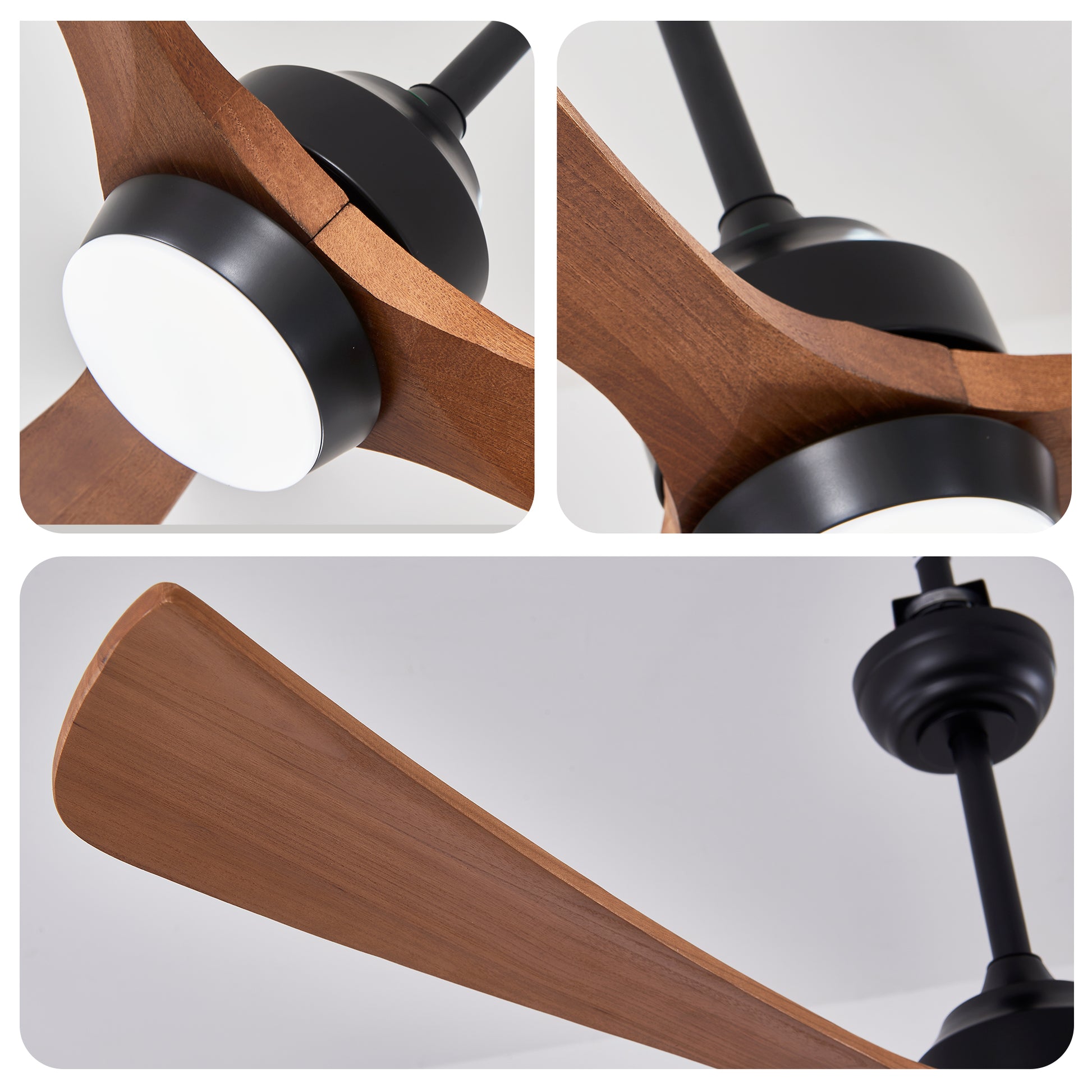 62" Matte Black 3-Blade Solid Wood Ceiling Fan with Remote - view 15