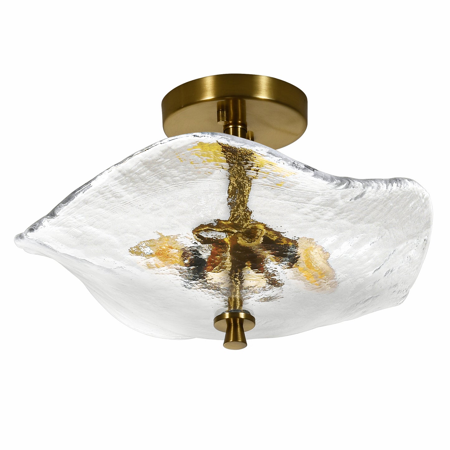 16.5" 2-Light Gold Glass Semi Flush Mount Ceiling Light - view 9