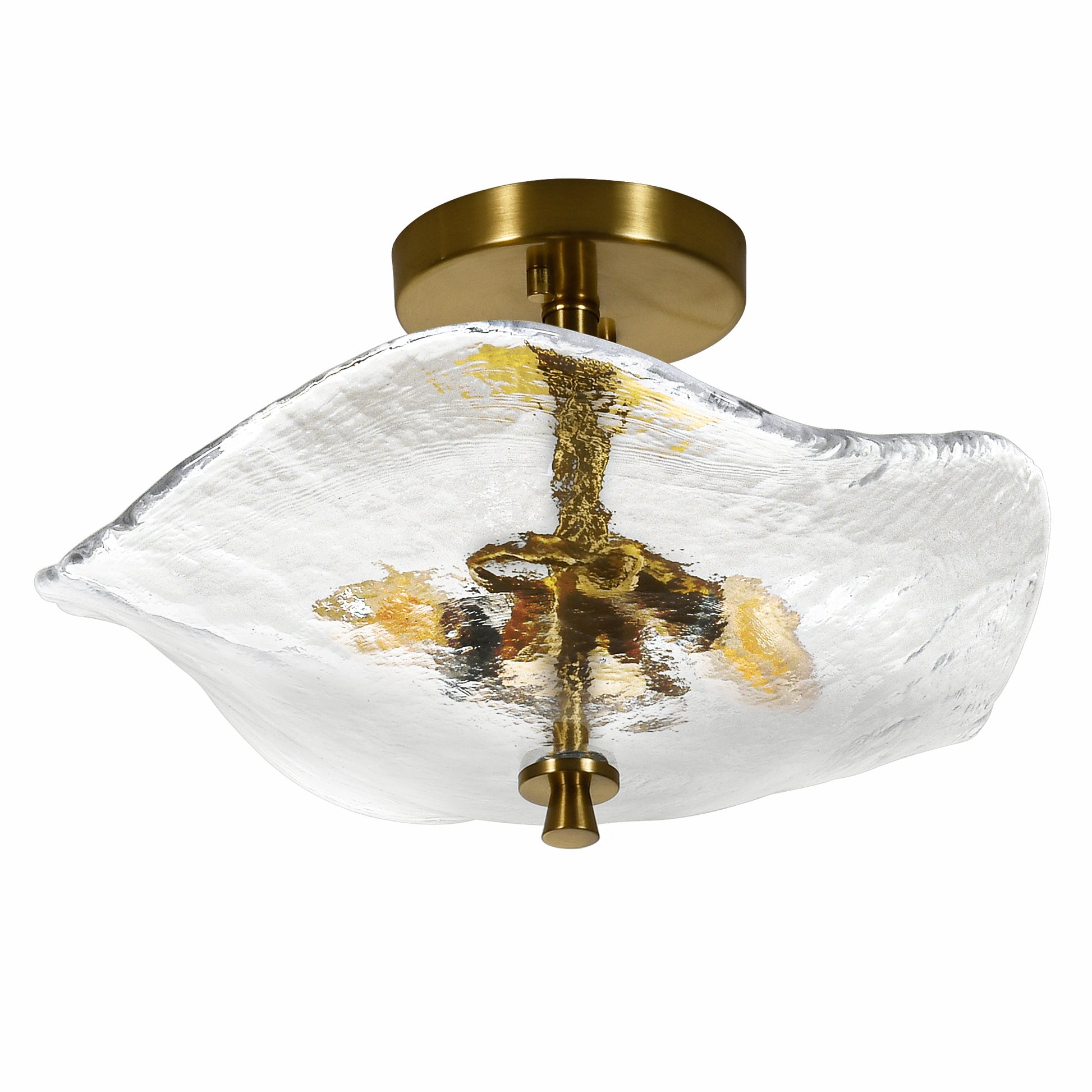 16.5" 2-Light Gold Glass Semi Flush Mount Ceiling Light - view 9