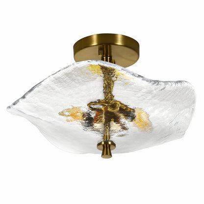 16.5" 2-Light Gold Glass Semi Flush Mount Ceiling Light - view 9