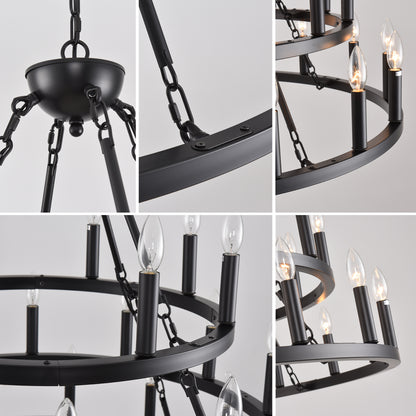 39" 3-Tier Wagon Wheel Farmhouse Chandelier, 36-Light - view 10