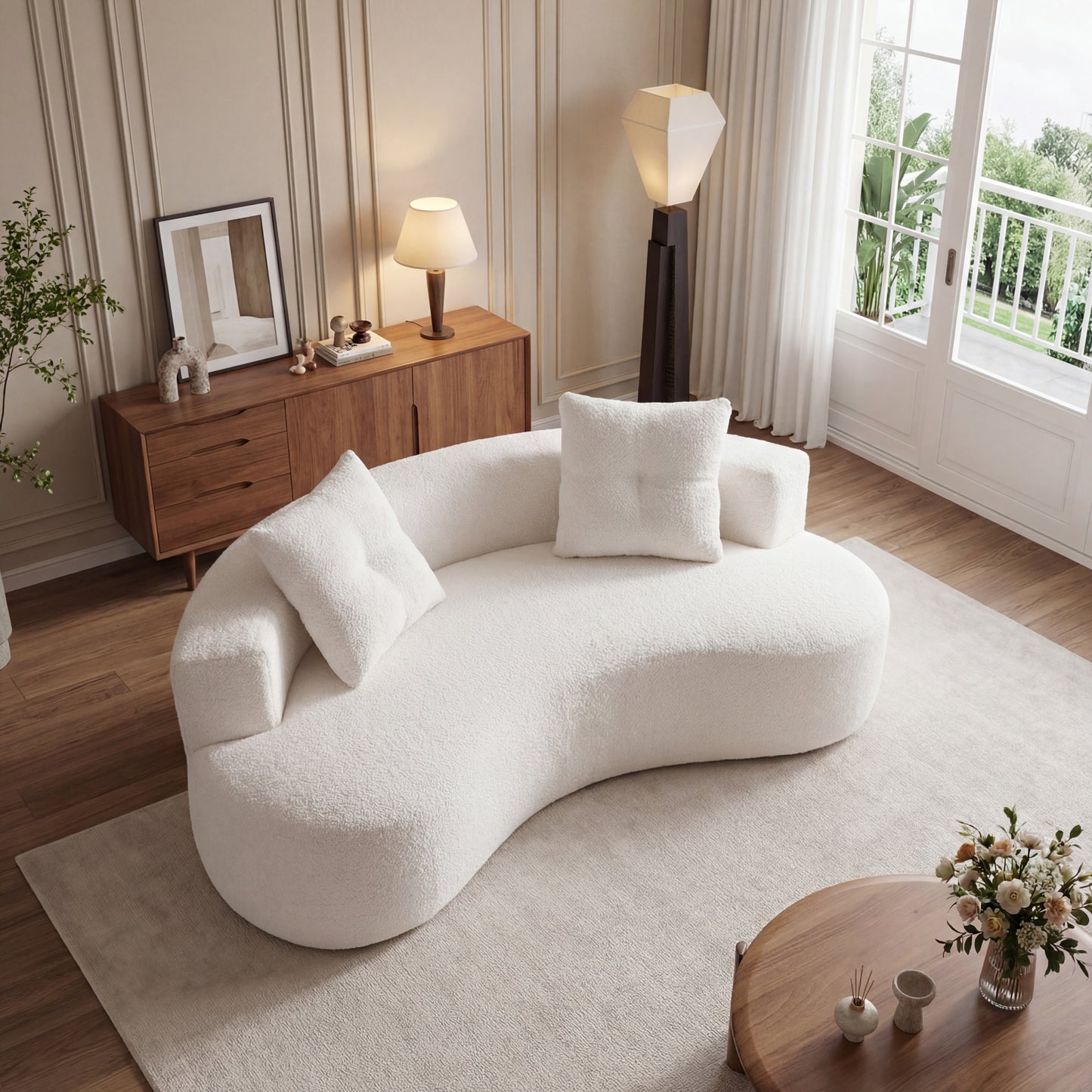 White Boucle Sofa
