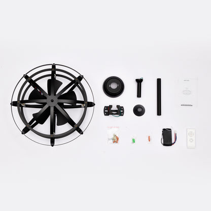 20.63" Matte Black Caged Ceiling Fan with Light - view 17