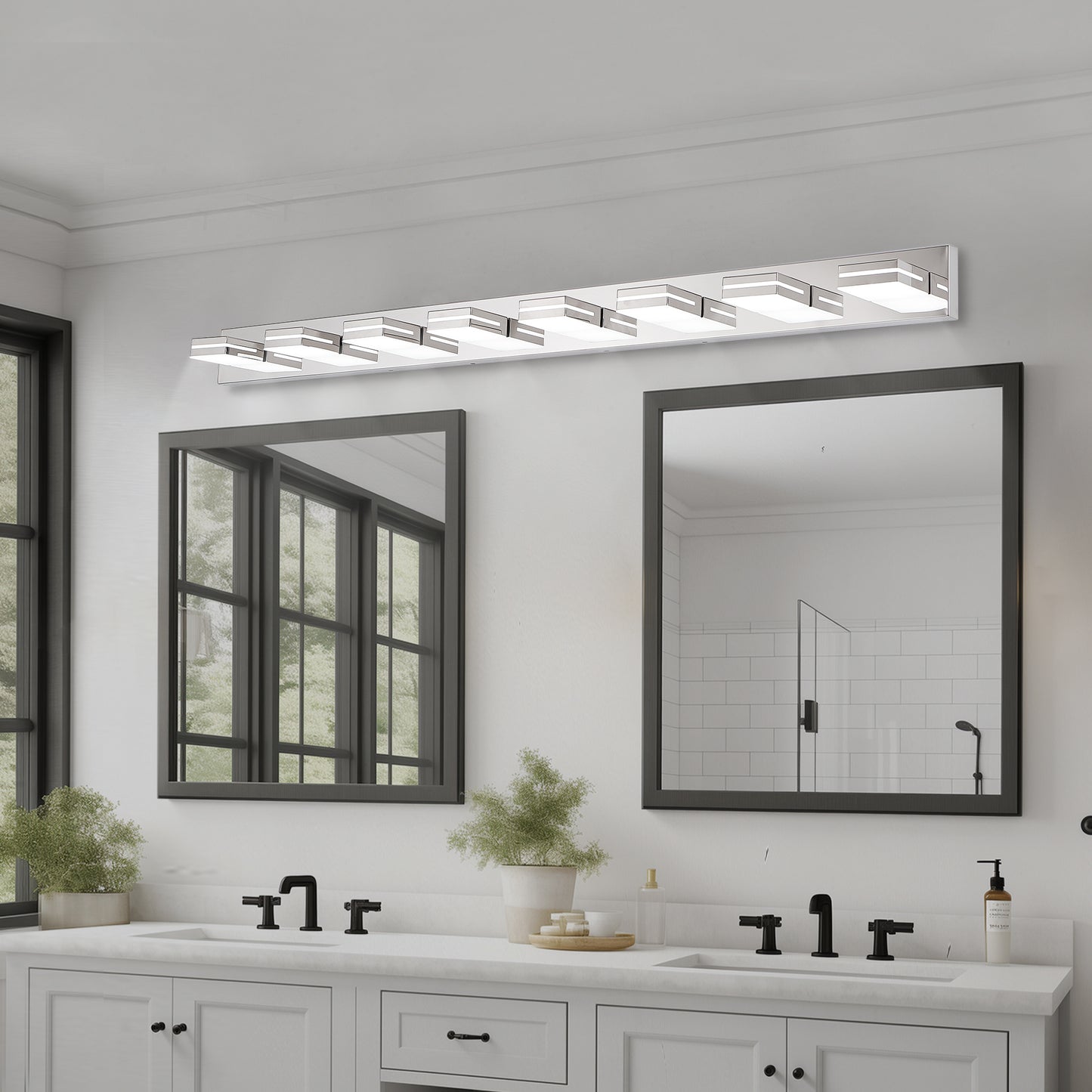 8-Light Chrome LED Bathroom Vanity Light