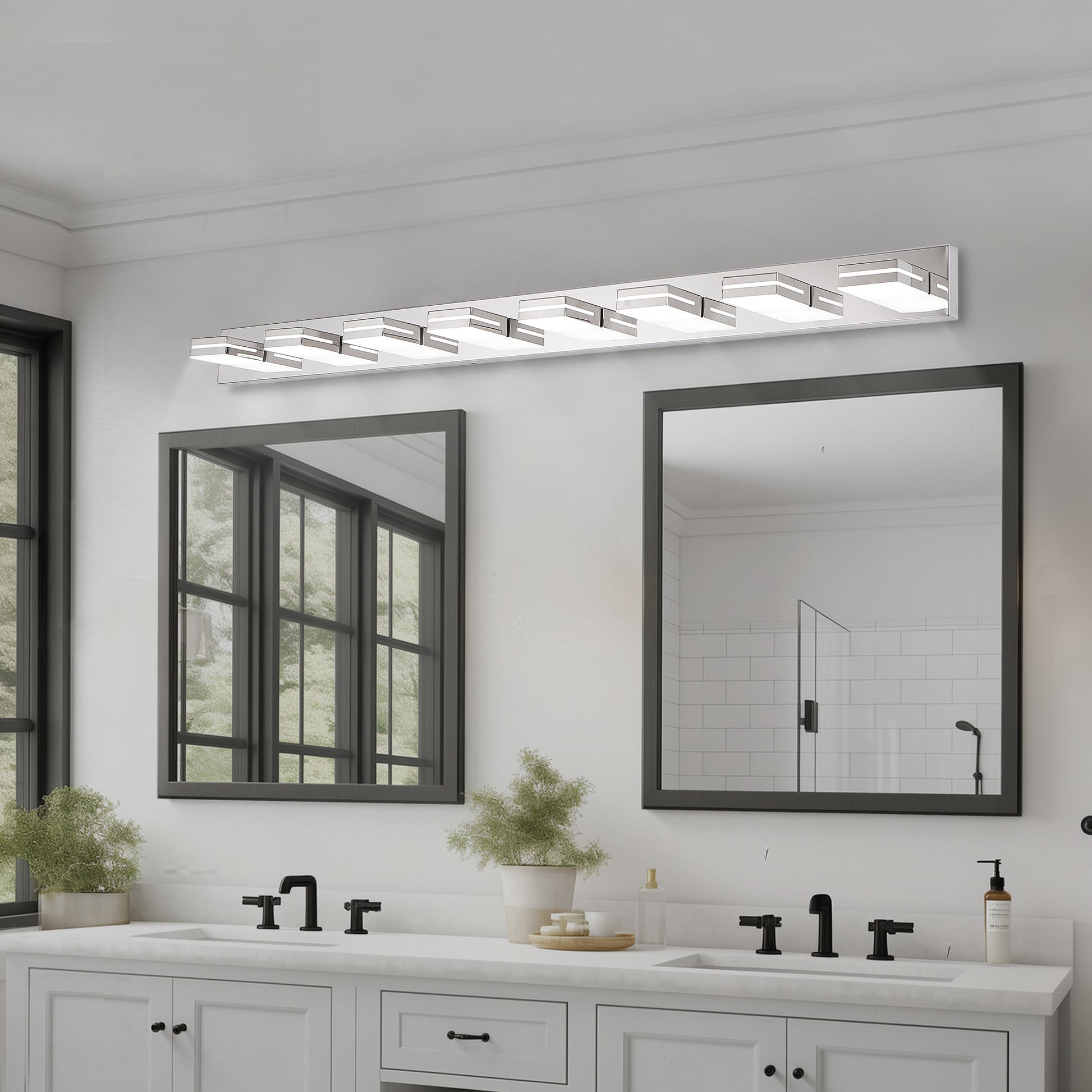 8-Light Chrome LED Bathroom Vanity Light