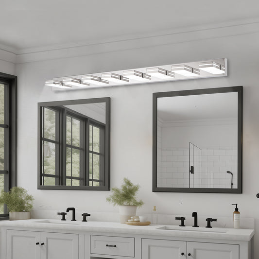 8-Light Chrome LED Bathroom Vanity Light