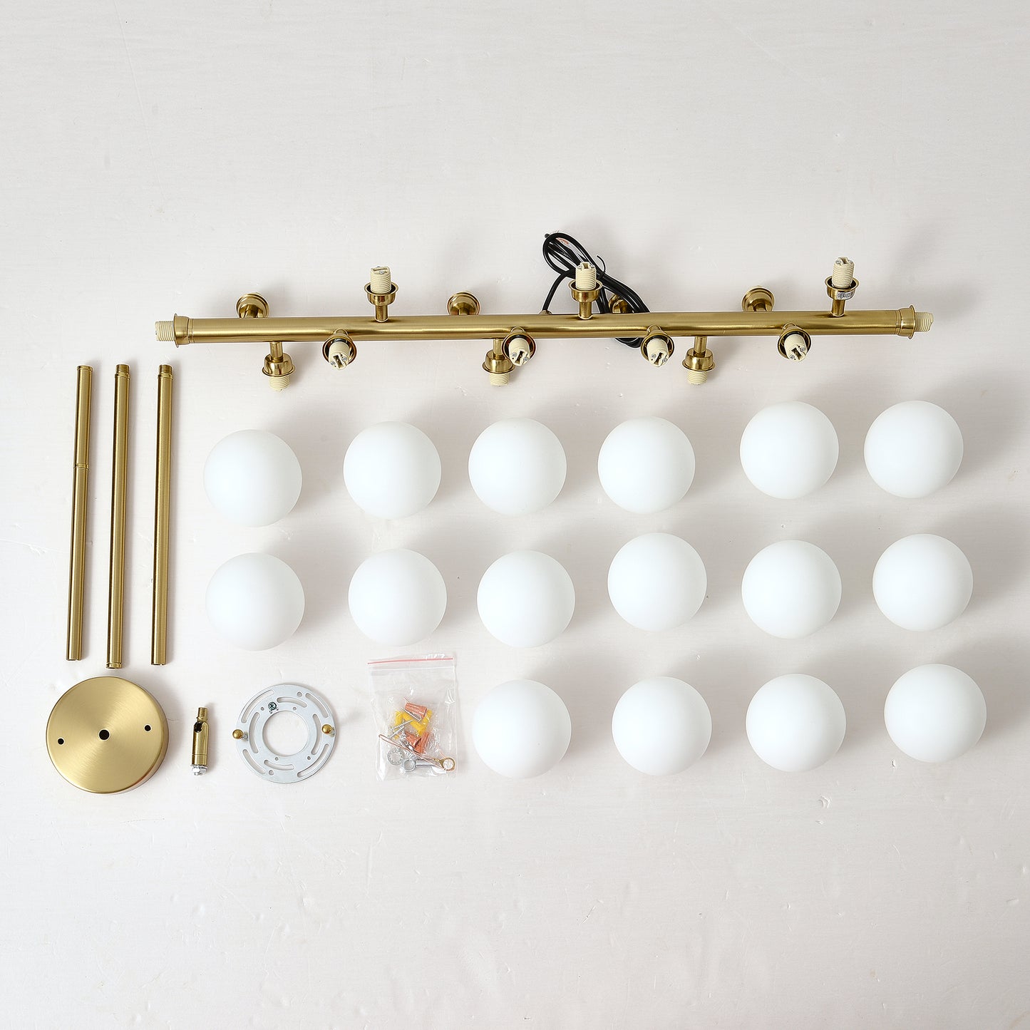 16-Light Gold Farmhouse Pendant Light with Opal Glass - view 13