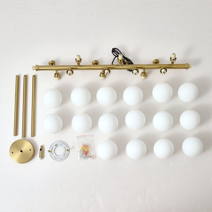 16-Light Gold Farmhouse Pendant Light with Opal Glass - view 13