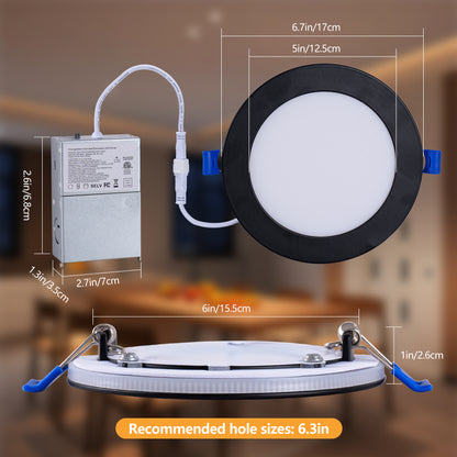 6" Black LED Recessed Ceiling Light, 12-Pack - view 7