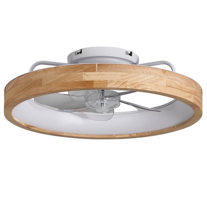 20" Wood Low Profile Flush Mount Ceiling Fan with Dimmable LED - view 9