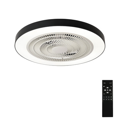 Matte Black Flush Mount Ceiling Fan with Dimmable LED