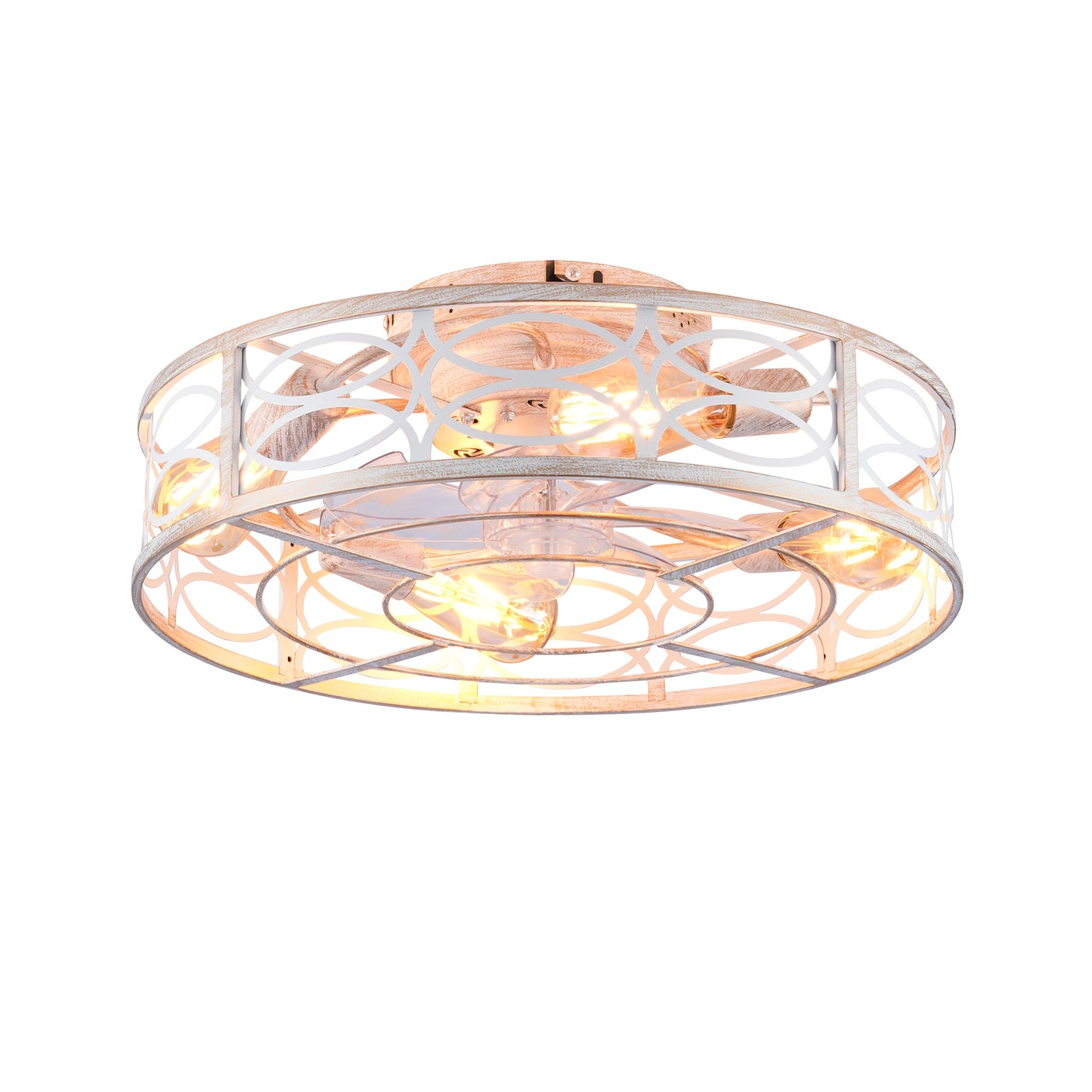 White Caged Ceiling Fan