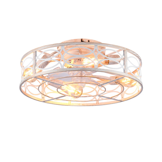 White Caged Ceiling Fan