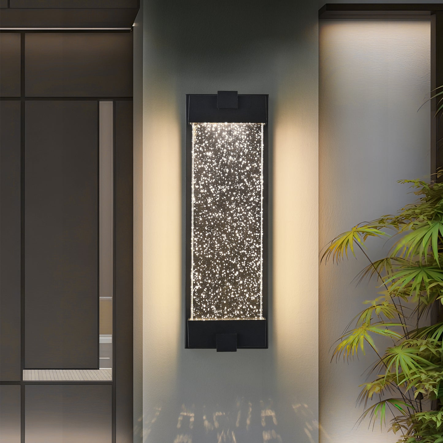 Black Bubble Crystal LED Outdoor Wall Light, 19"H - view 3