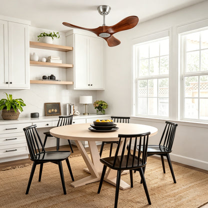 36" Satin Nickel Walnut Wood Ceiling Fan with Remote - view 3