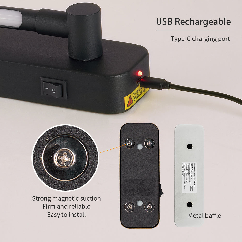 Black Rechargeable LED Picture Light with Remote - view 6