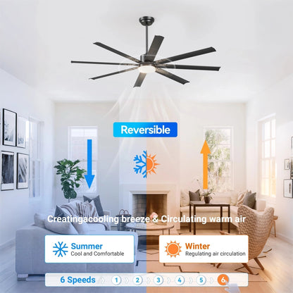 72" Black Industrial Ceiling Fan with Remote - view 3
