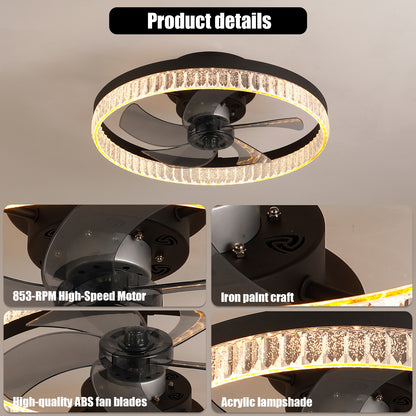 Brown Round Ceiling Fan with Dimmable LED & Remote - view 6