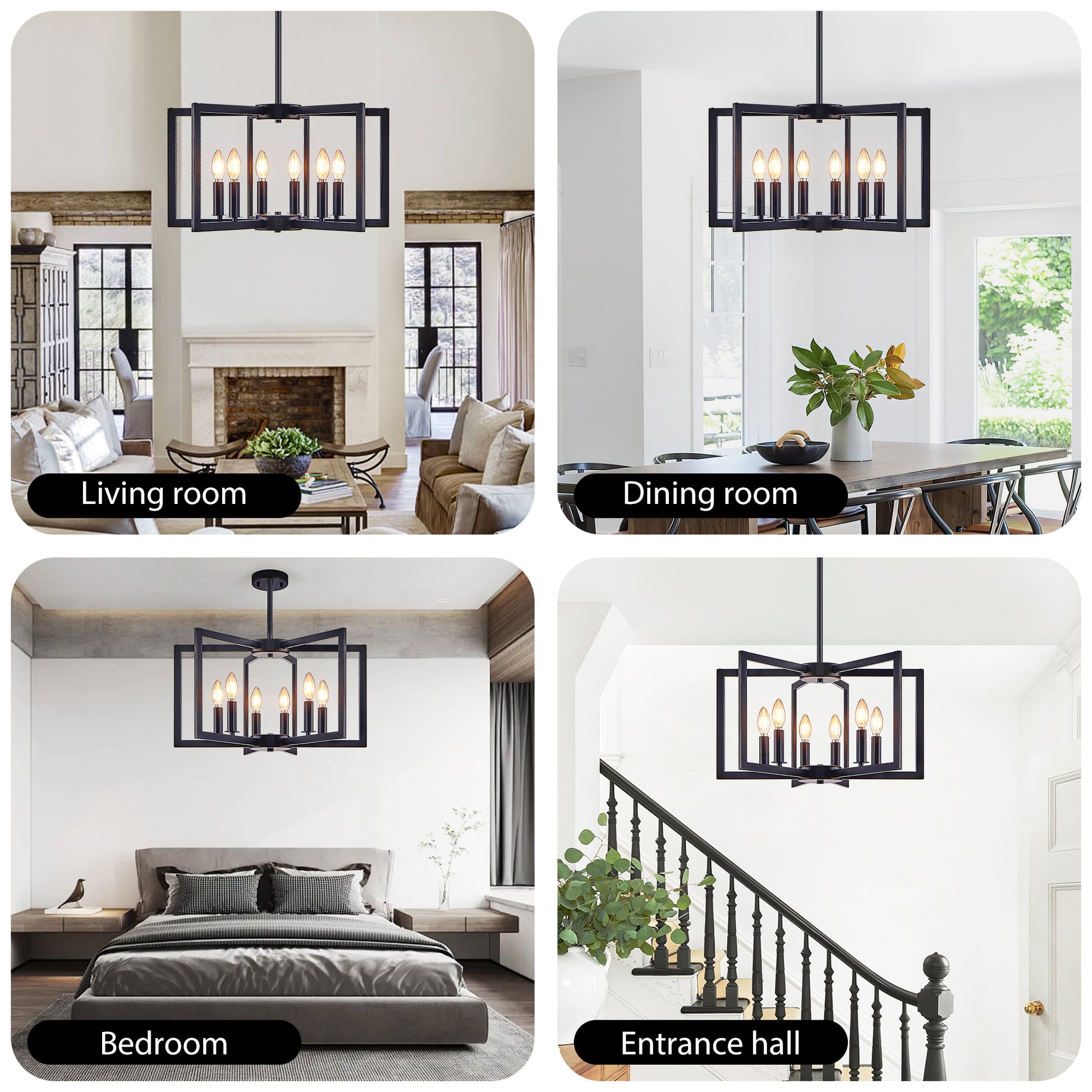 22" 6-Light Black Geometric Chandelier - view 6