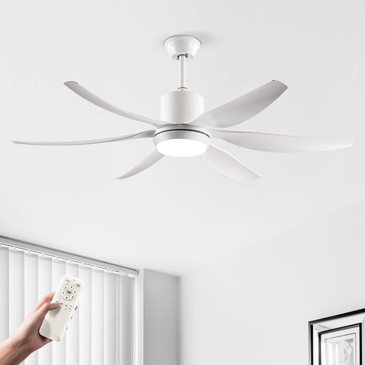 56" White 6-Blade Ceiling Fan with Remote - view 2