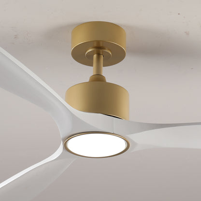 52" Gold and White Solid Wood Ceiling Fan with Dimmable LED - view 19