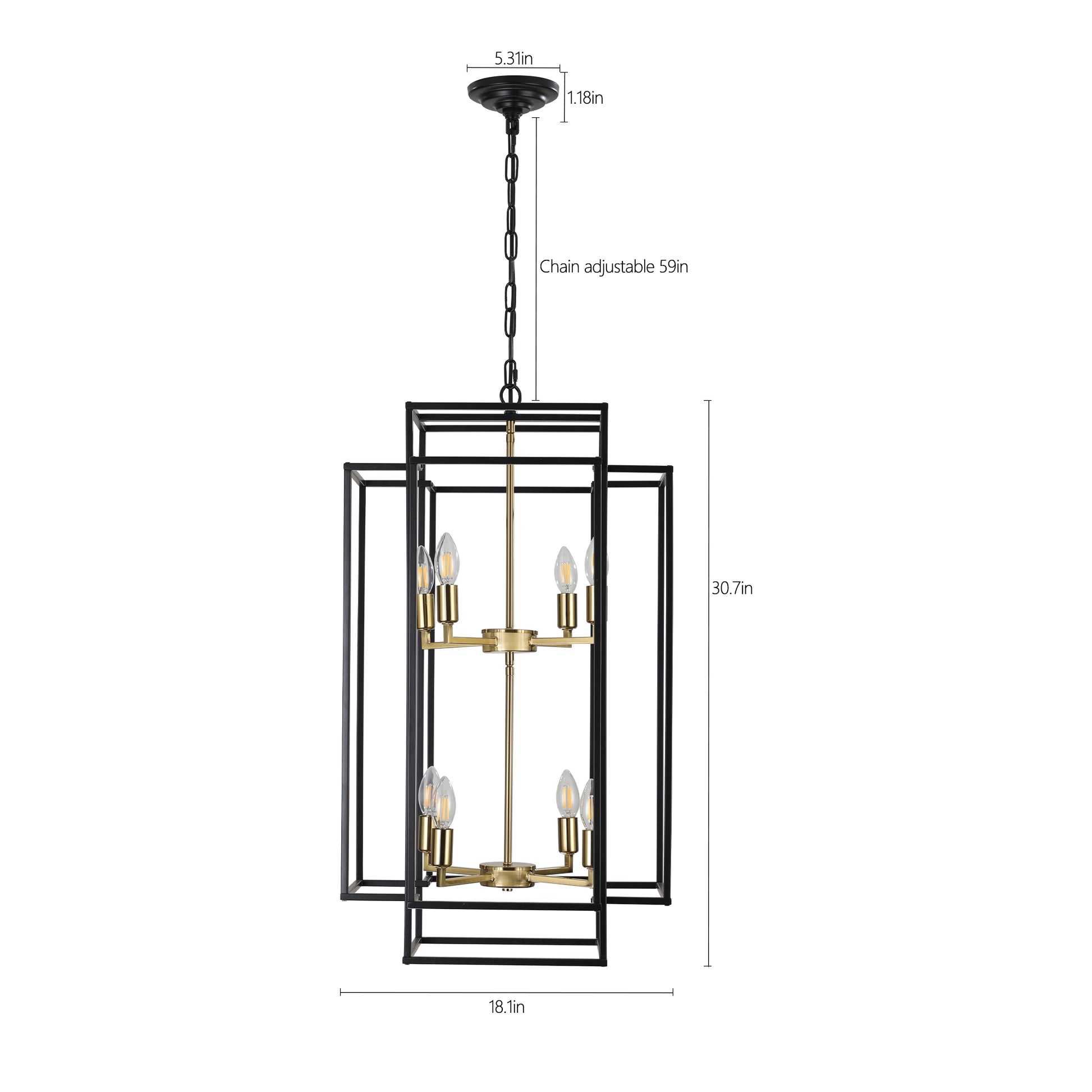 18" 8-Light Black & Gold Geometric Chandelier - view 16