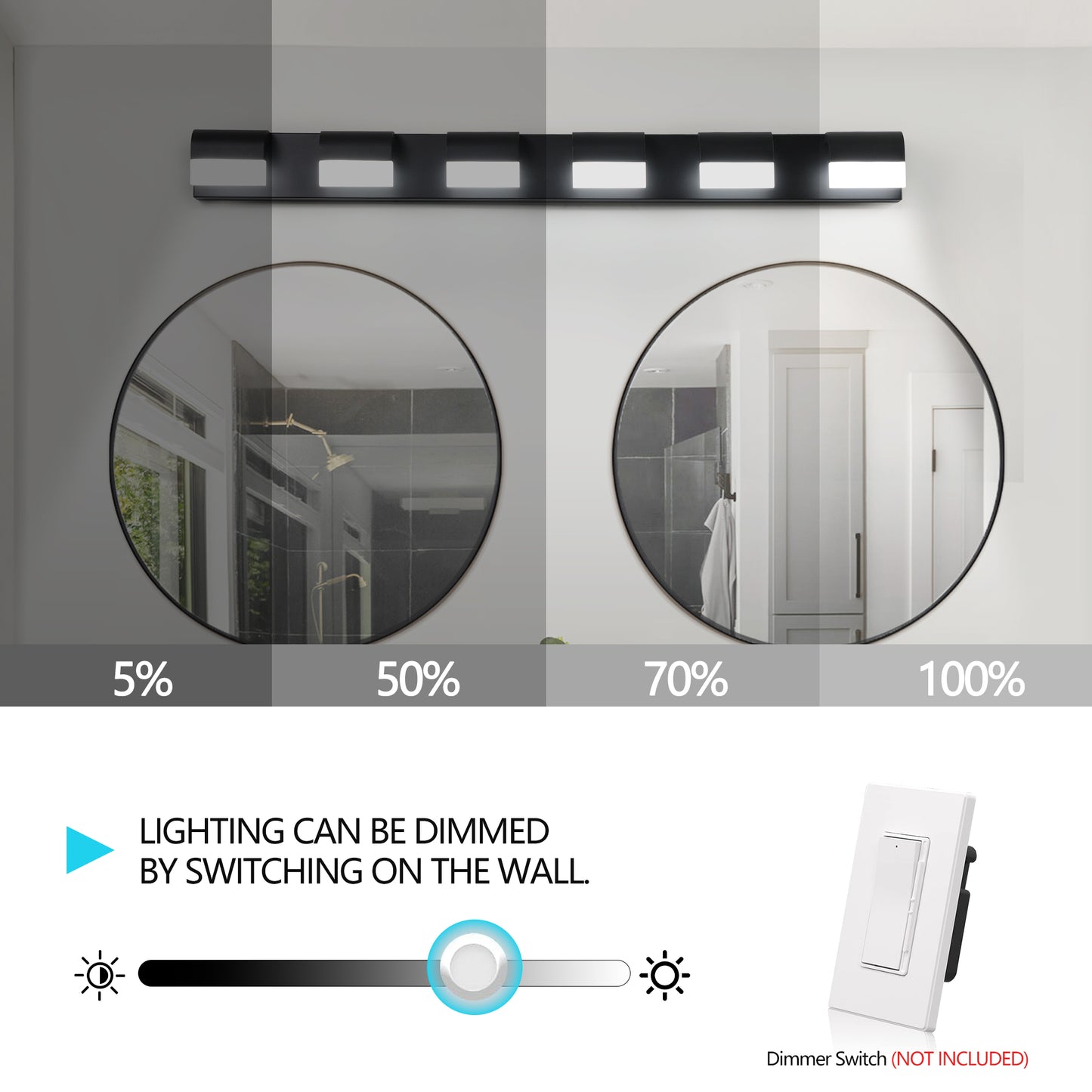 6-Light Black LED Vanity Wall Light - view 7