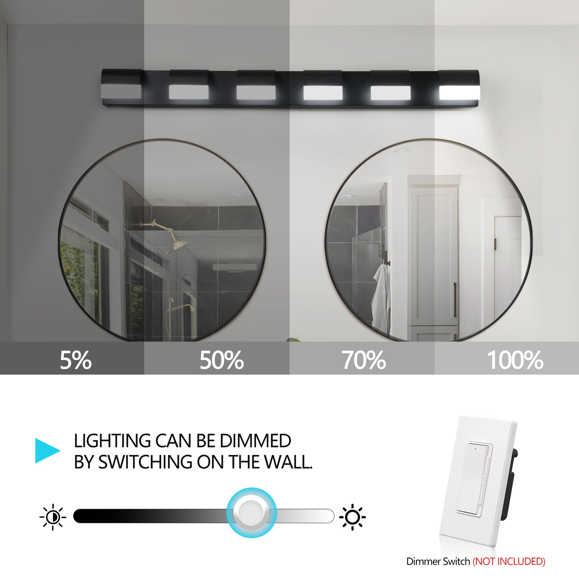 6-Light Black LED Vanity Wall Light - view 7