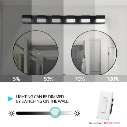 6-Light Black LED Vanity Wall Light - view 7