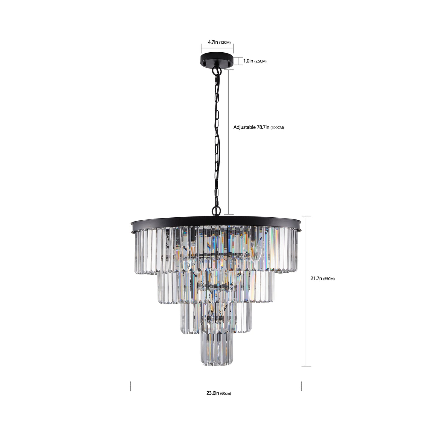 24" 4-Tier Black Crystal Chandelier - view 10