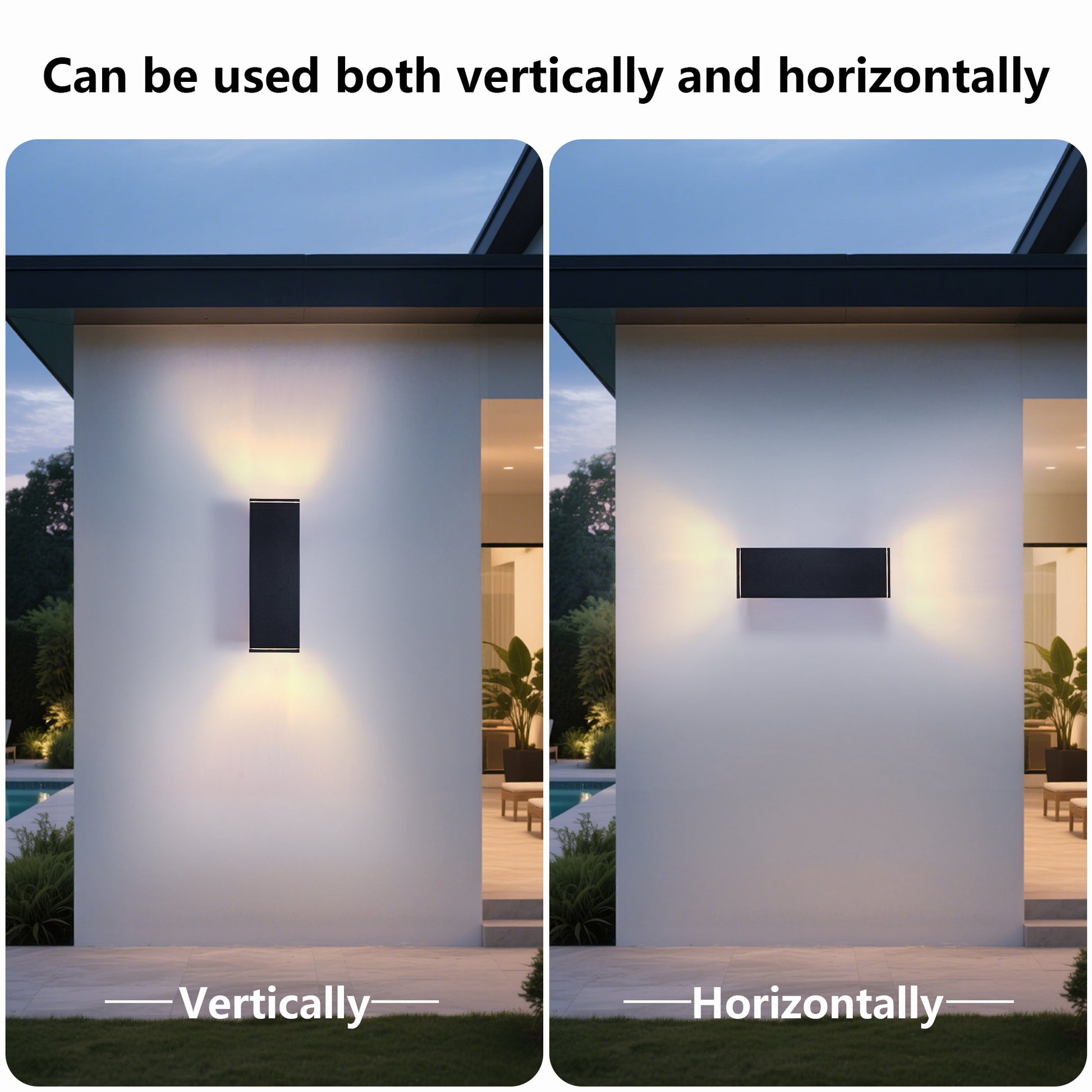 12" Black Square Up Down Outdoor Wall Light, 4-Pack - view 5