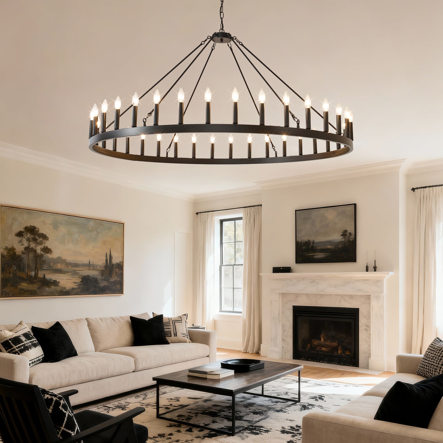 59" Wagon Wheel Farmhouse Chandelier, 36-Light - view 6
