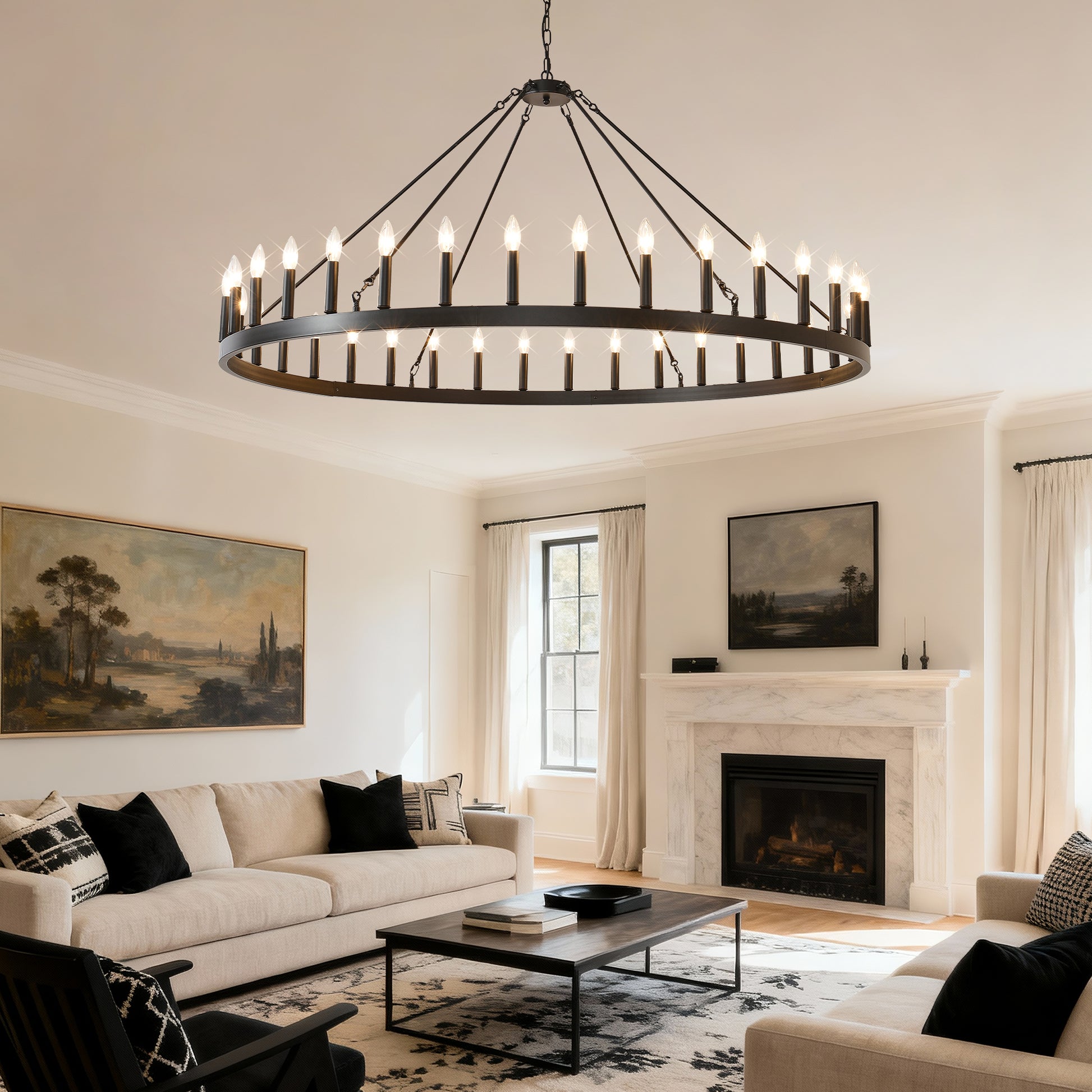 59" Wagon Wheel Farmhouse Chandelier, 36-Light - view 6