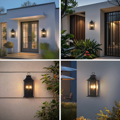22.2" Black Dusk to Dawn Outdoor Wall Light, Set of 2 - view 3