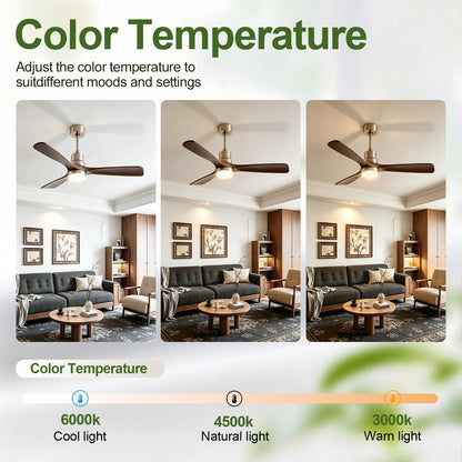 52" Brushed Nickel 3-Blade Ceiling Fan with Remote - view 5