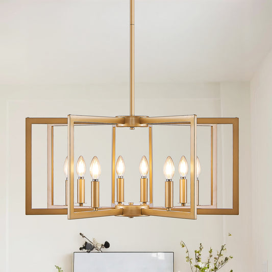27" 8-Light Gold Geometric Chandelier